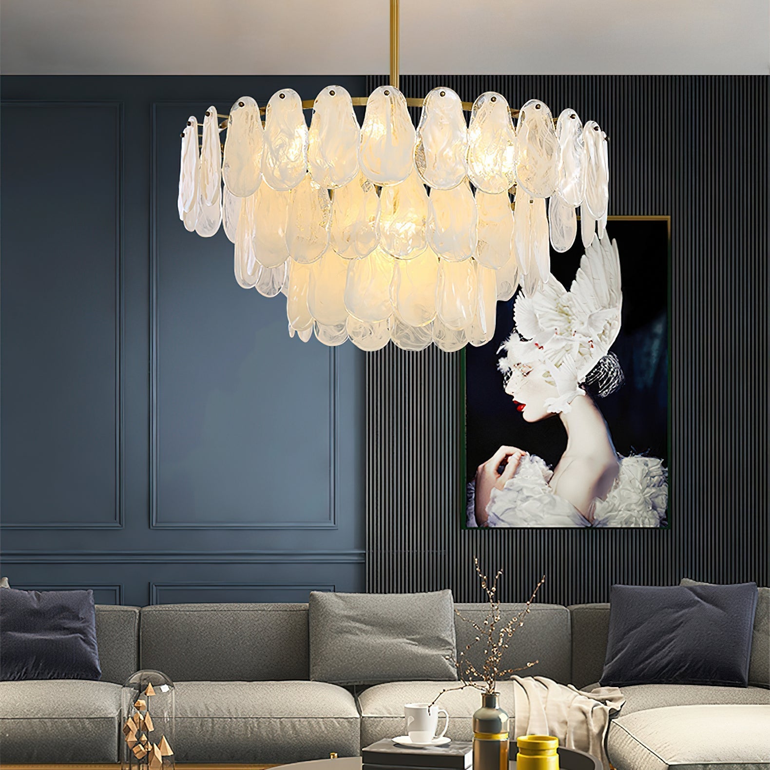 Dren Postmodern Luxury Round Cloud Glass Chandelier