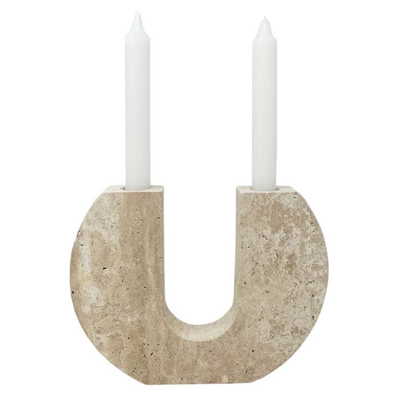 Stone Reliquary travertine Candle Holder