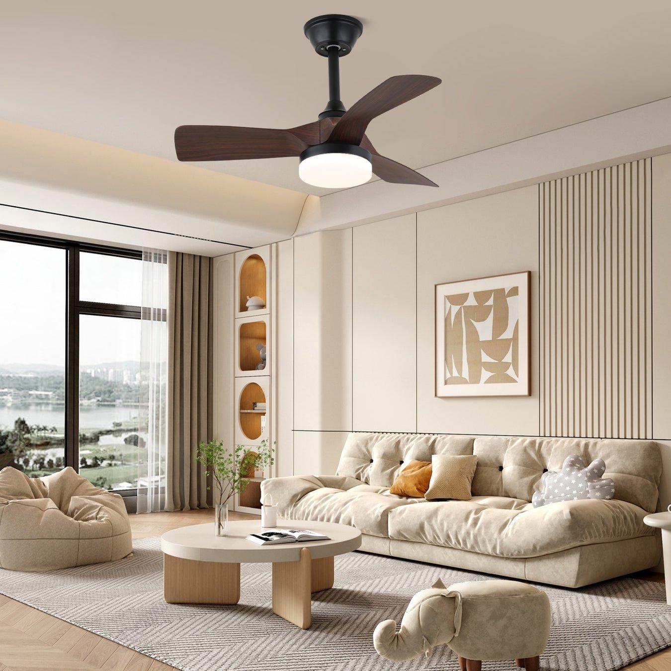 Orlen Minimalist Wood Ceiling Fan Light