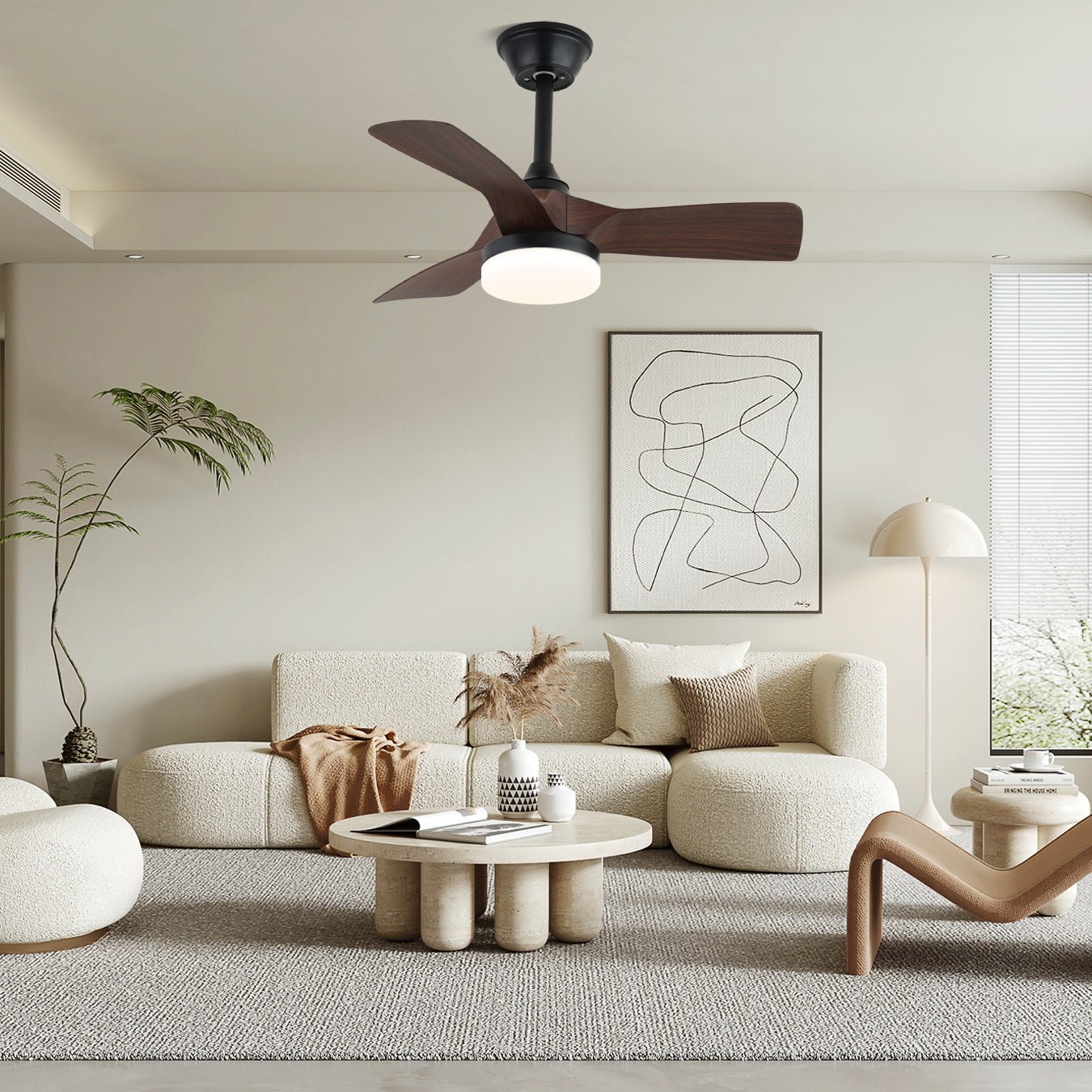 Orlen Minimalist Wood Ceiling Fan Light