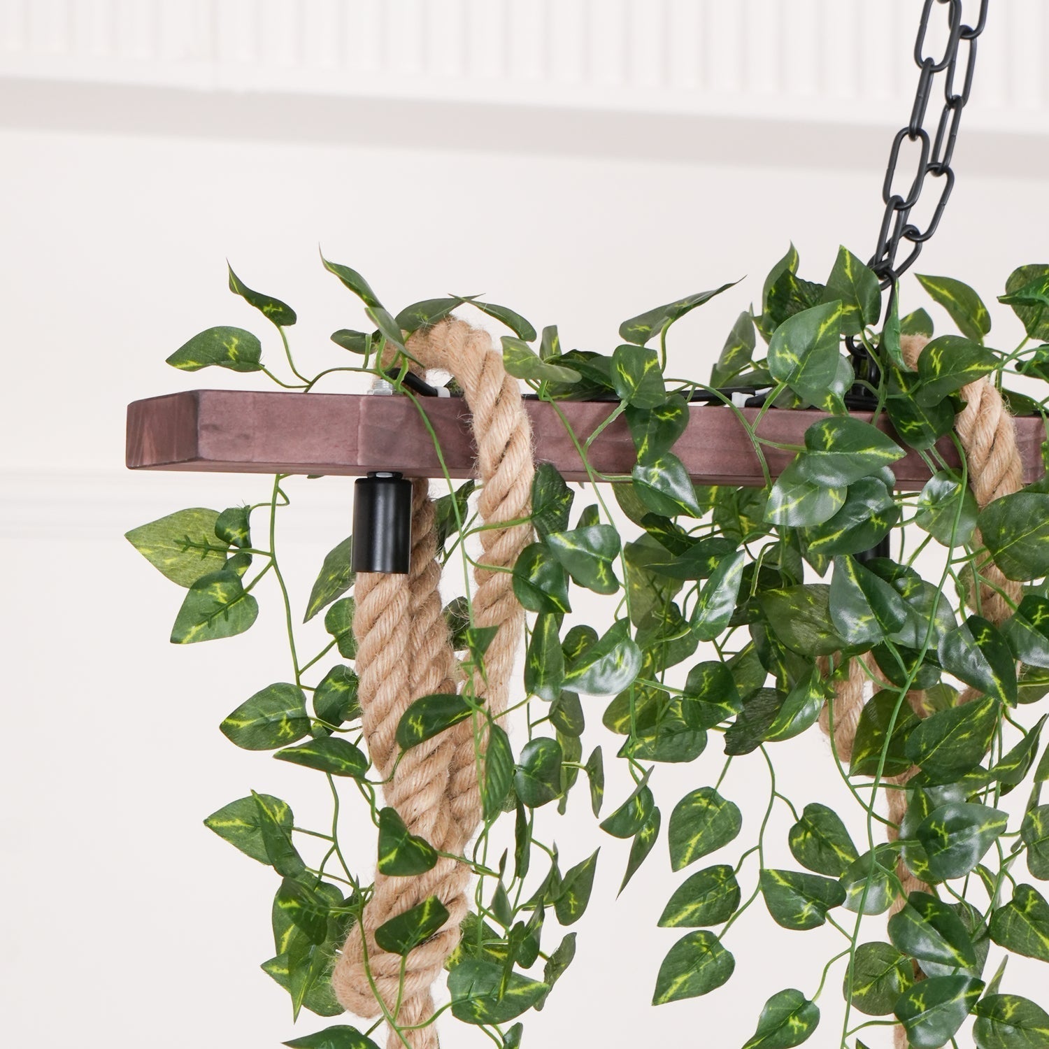 Qyron Chandelier Rustic Wooden Beam Rope Cage Cozy