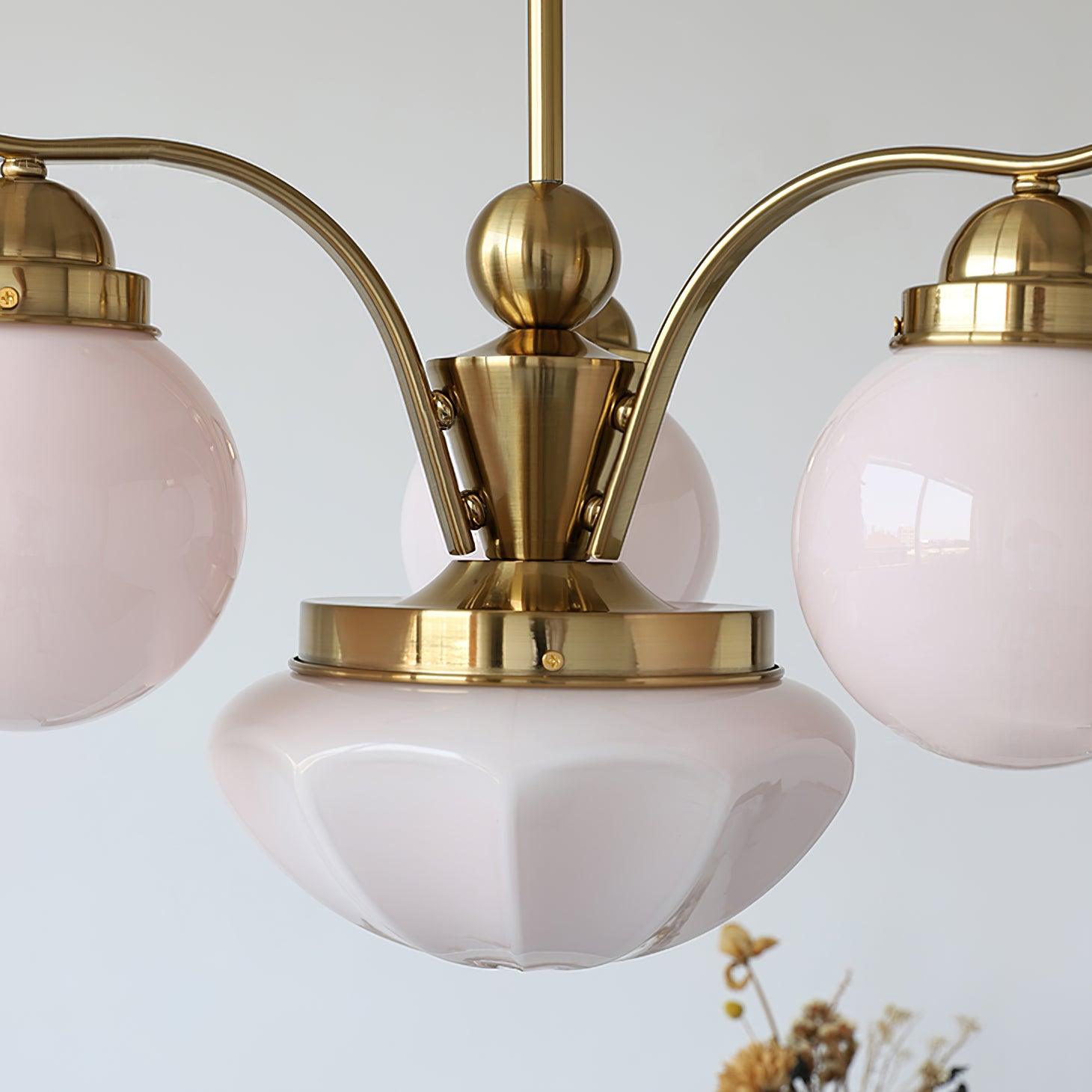 Ririxon Chandelier Retro Chic Globe White Glass