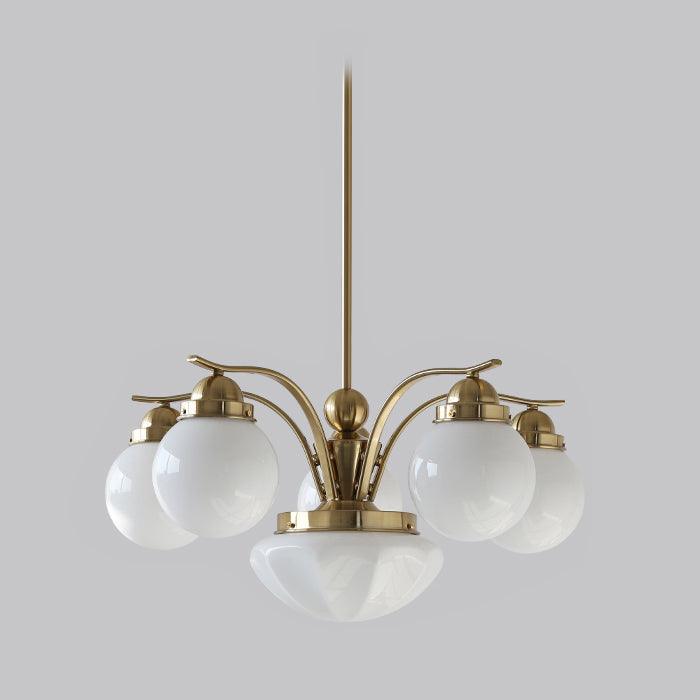 Ririxon Chandelier Retro Chic Globe White Glass