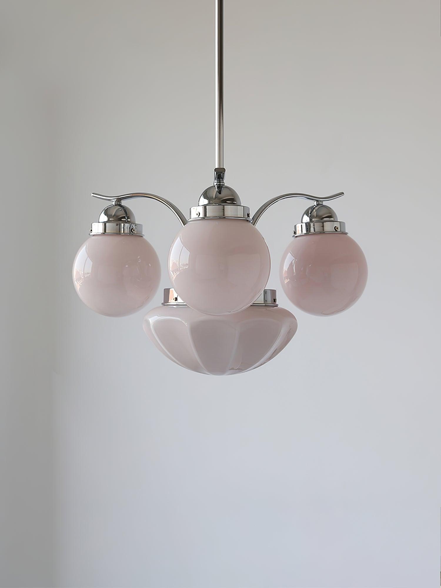 Ririxon Chandelier Retro Chic Globe White Glass