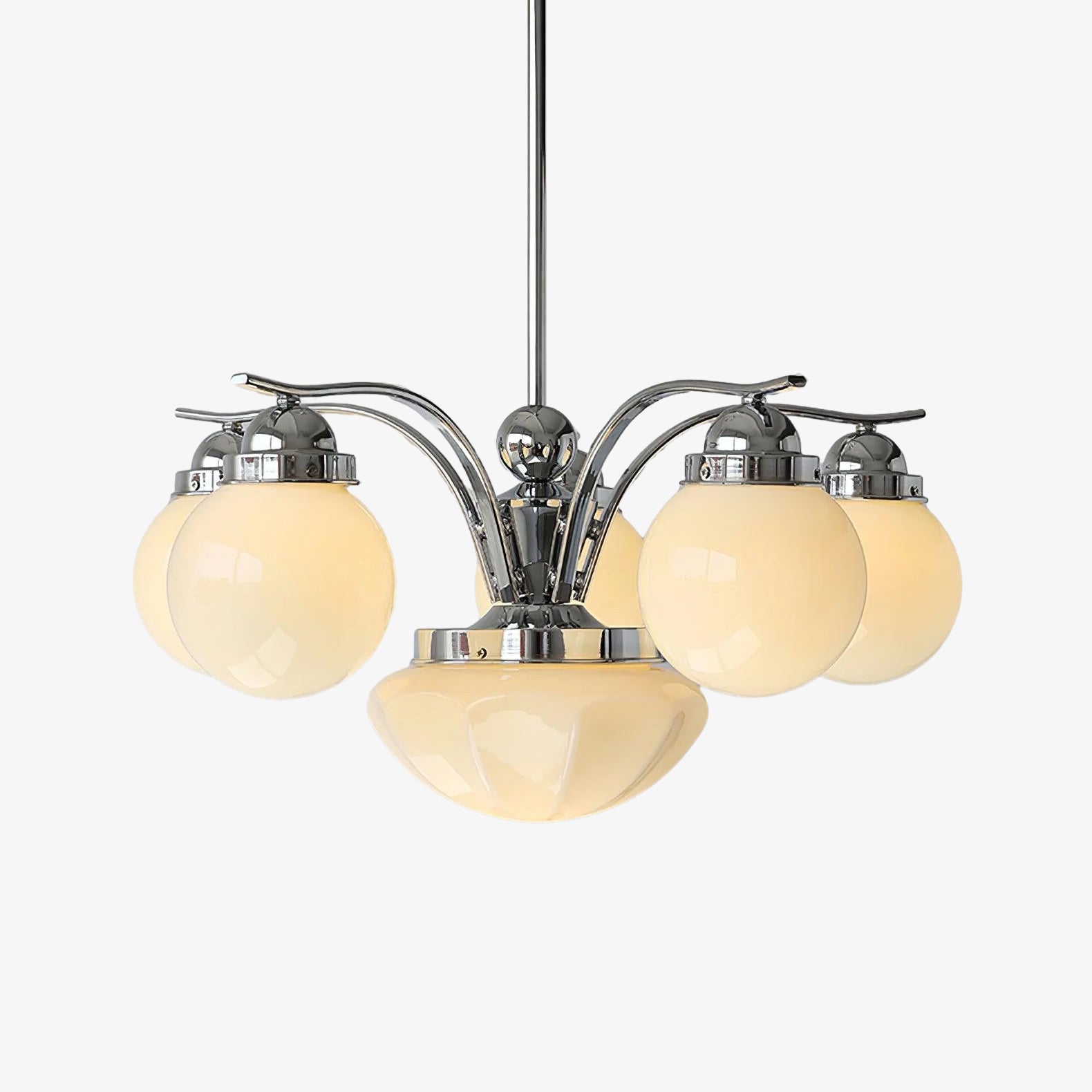 Ririxon Chandelier Retro Chic Globe White Glass