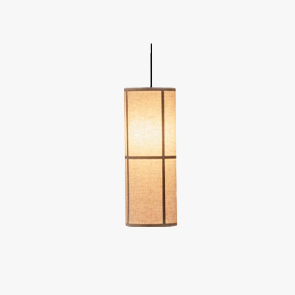Ritta Cylinder Pendant Light, Lantern, Fabric, Japanese