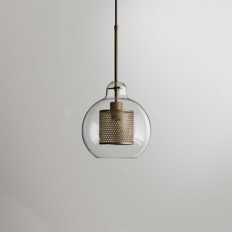 Arisha Golden Pendant Light, /Glass, Globe/Cylindric