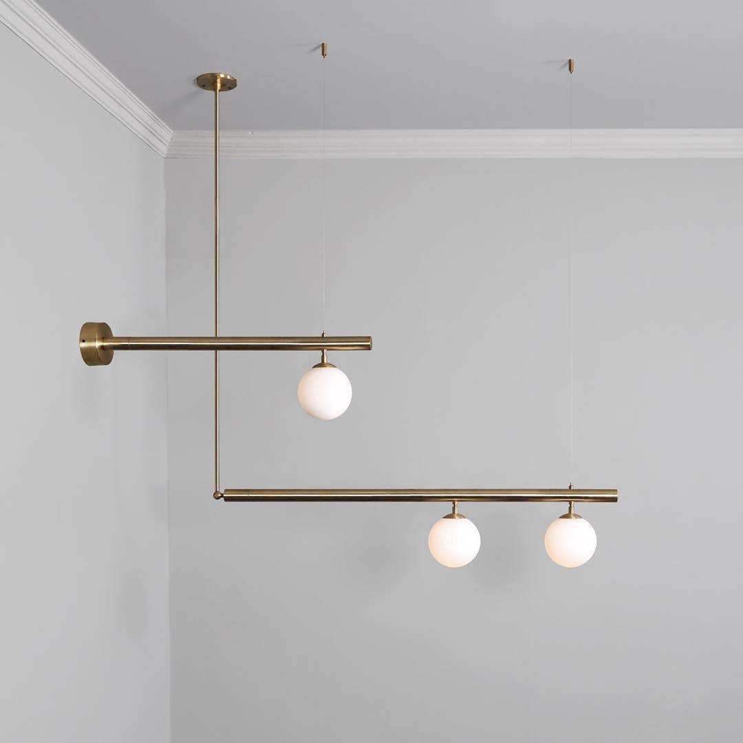 Estix Pendant Lamp Brass Linear Satellite Minimalist