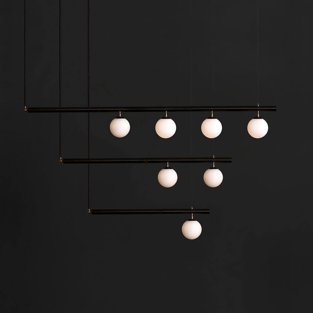Estix Pendant Lamp Brass Linear Satellite Minimalist