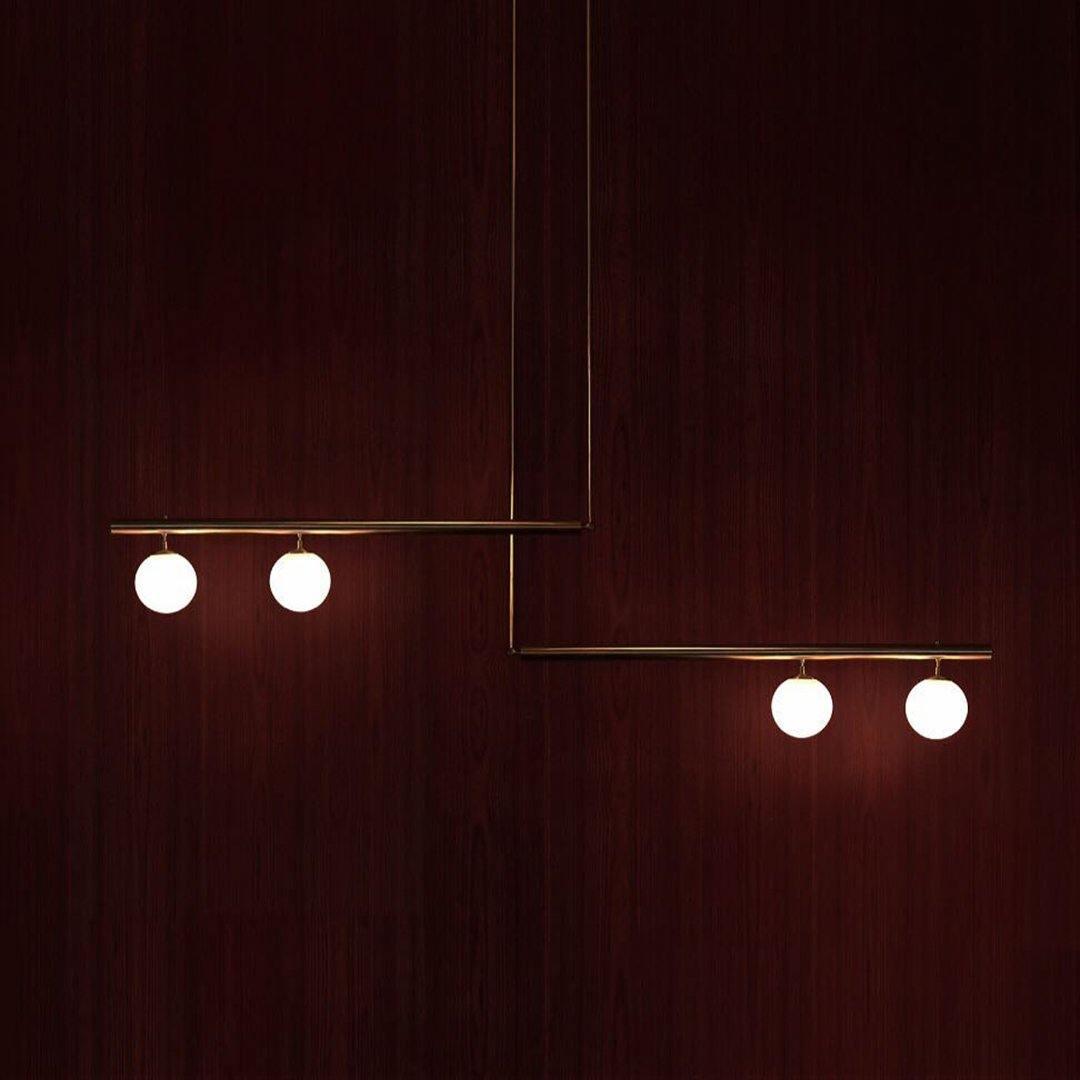 Estix Pendant Lamp Brass Linear Satellite Minimalist
