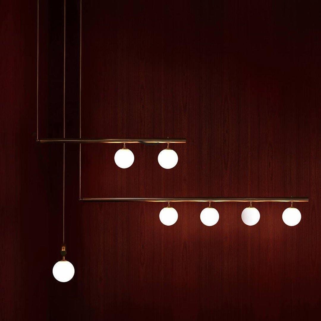 Estix Pendant Lamp Brass Linear Satellite Minimalist