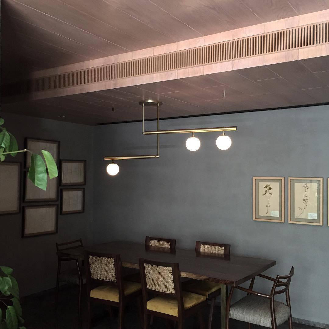Estix Pendant Lamp Brass Linear Satellite Minimalist