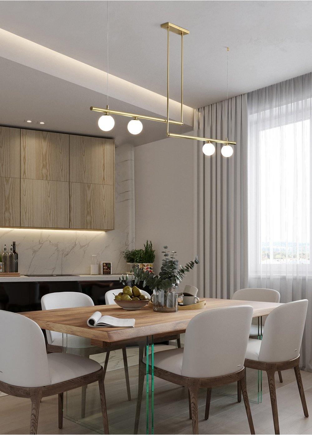 Estix Pendant Lamp Brass Linear Satellite Minimalist