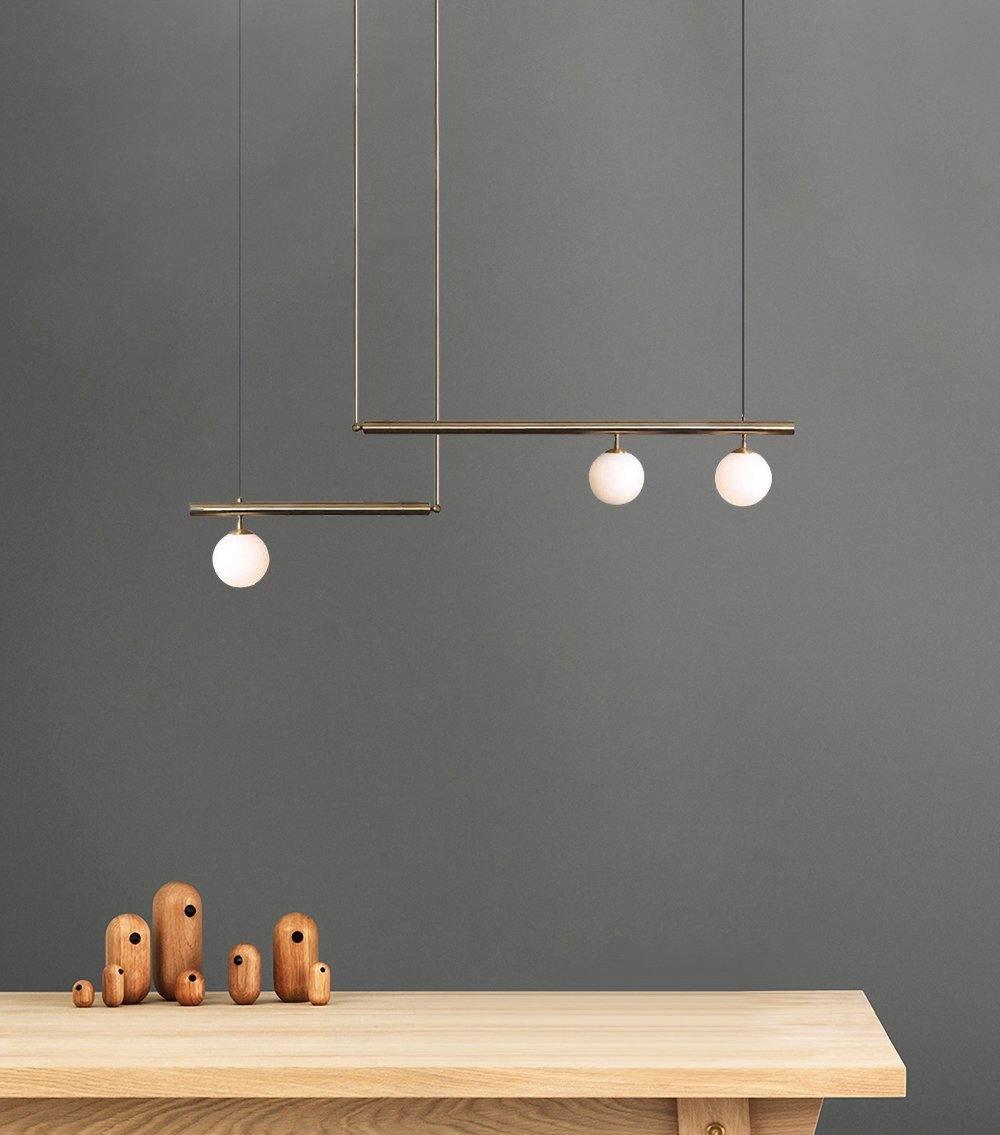 Estix Pendant Lamp Brass Linear Satellite Minimalist