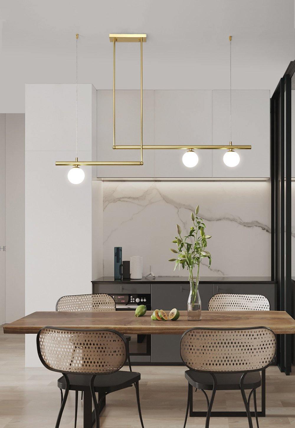 Estix Pendant Lamp Brass Linear Satellite Minimalist