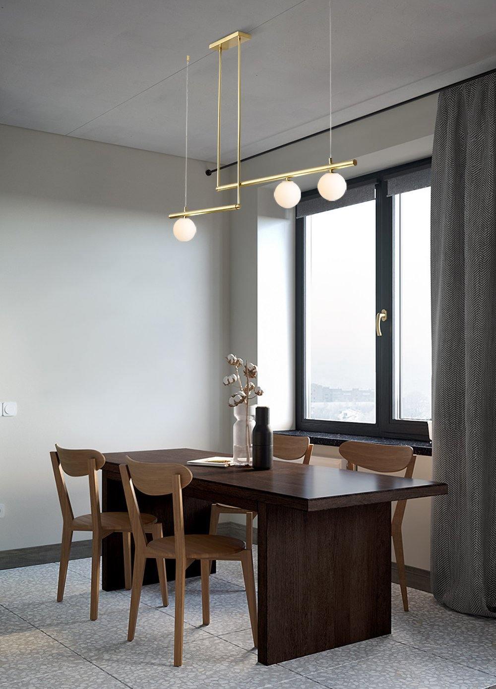 Estix Pendant Lamp Brass Linear Satellite Minimalist