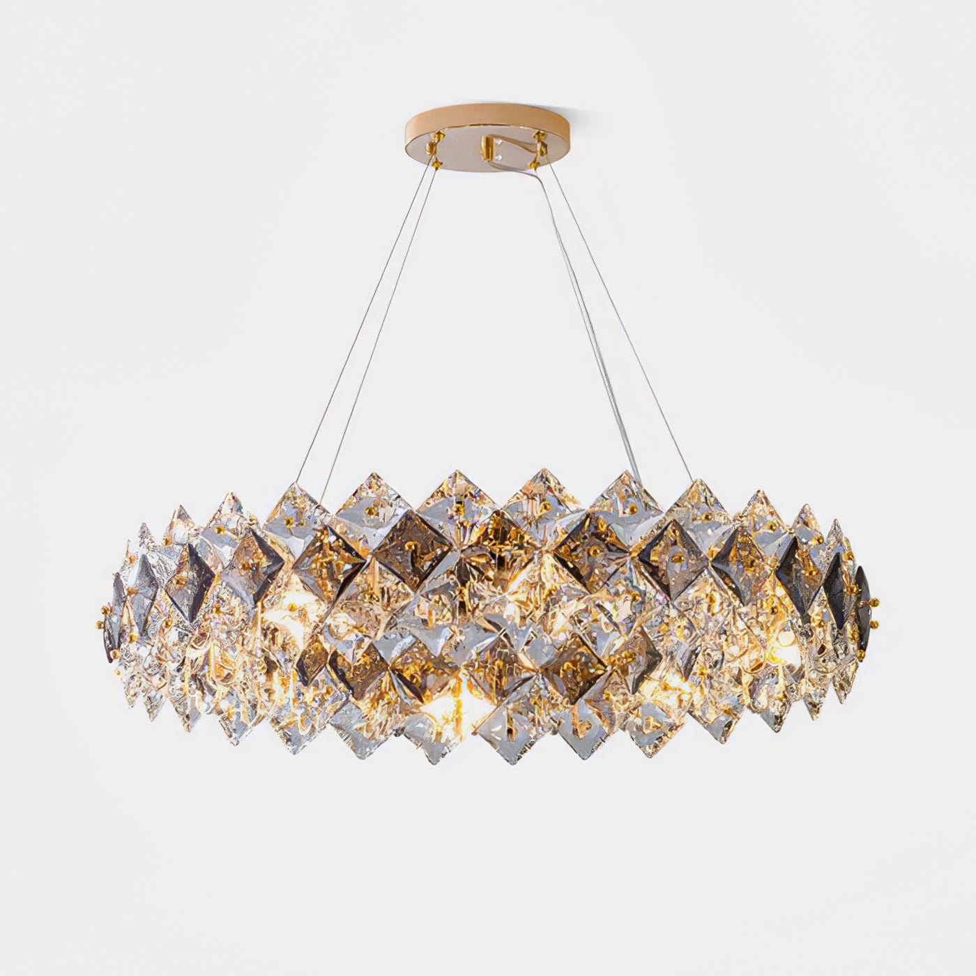 Luxenine Chandelier Scale Crystal Round with Gold LED