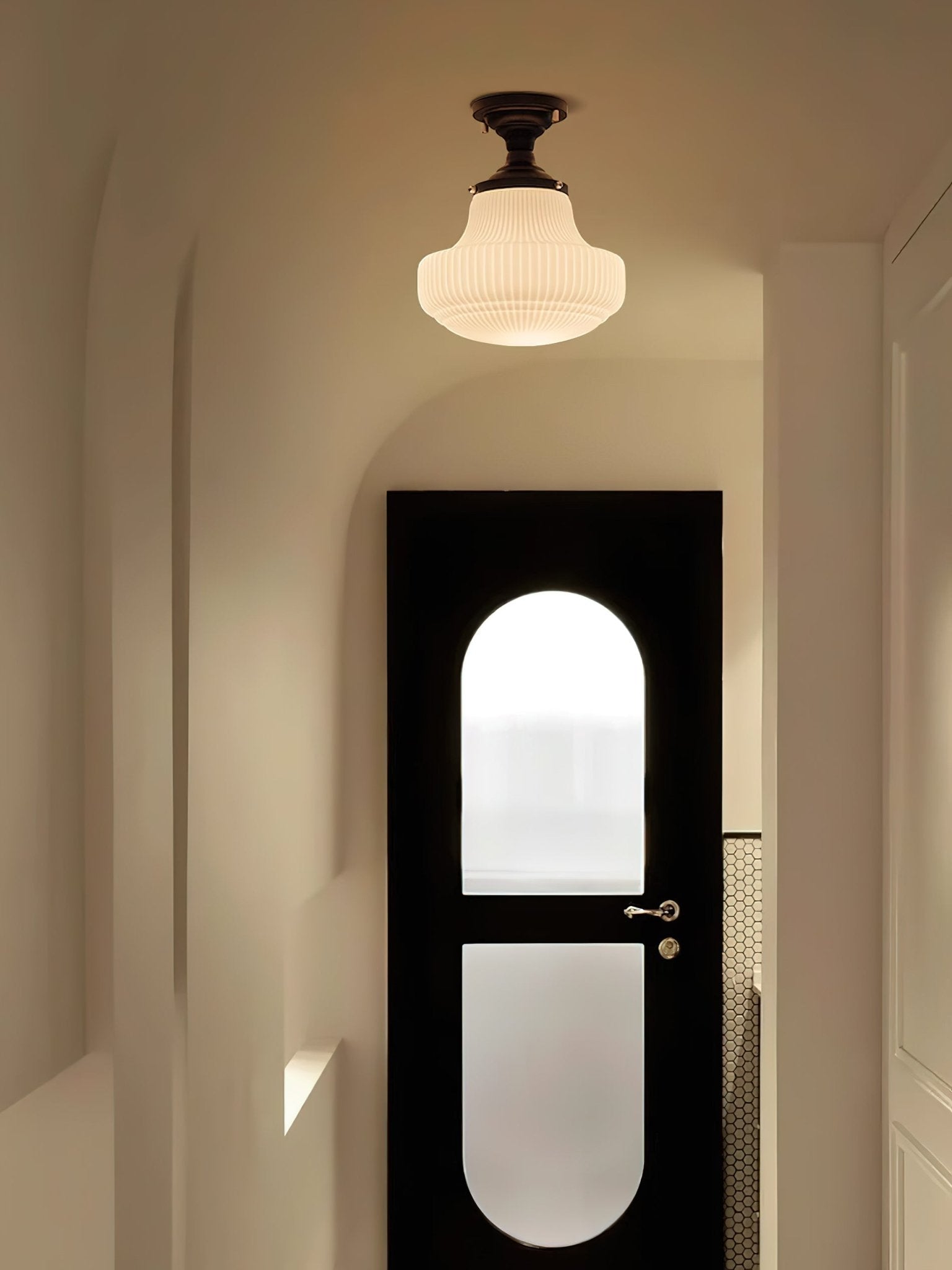 Eireian Schoolhouse Flush Mount Ceiling Lamp with Ribbed Glass