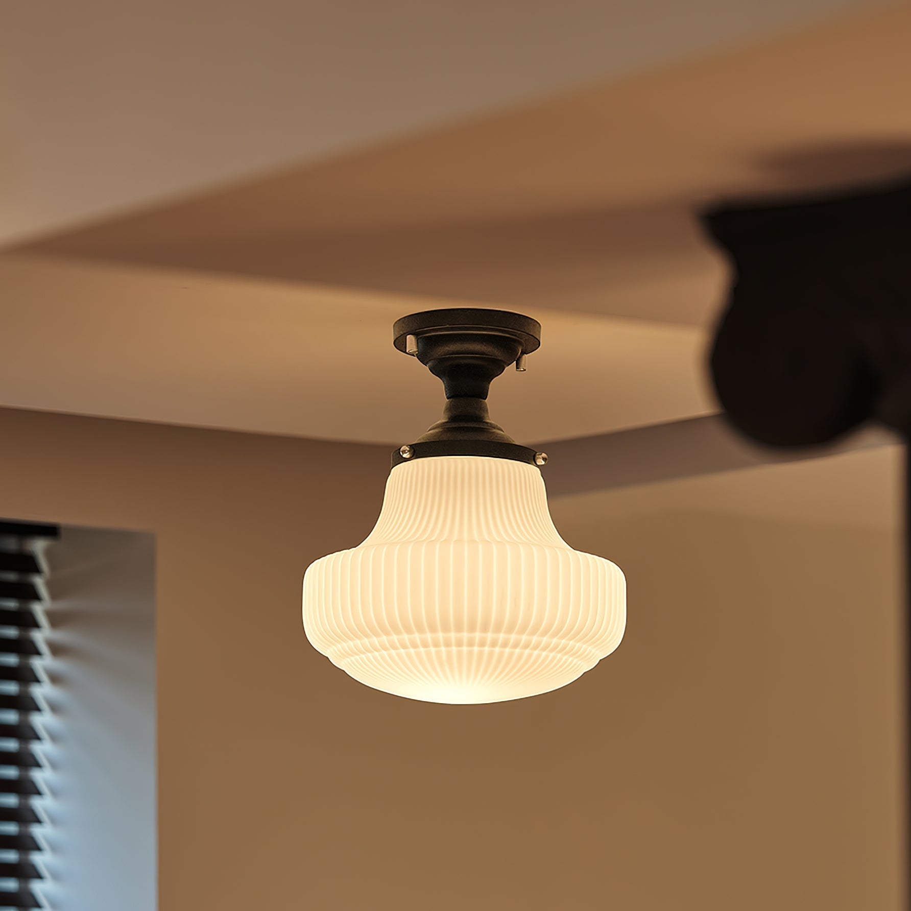 Eireian Schoolhouse Flush Mount Ceiling Lamp with Ribbed Glass