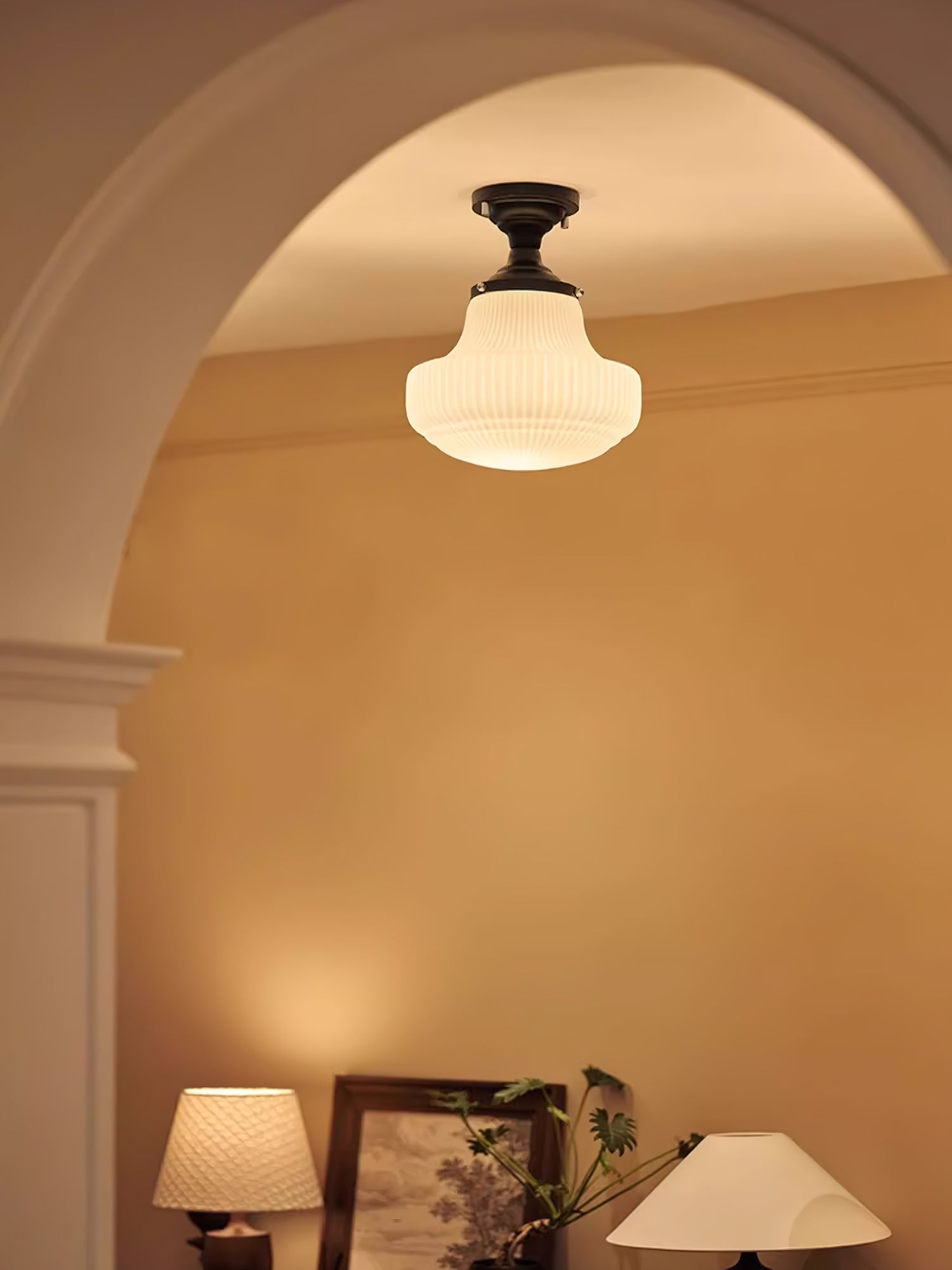 Eireian Schoolhouse Flush Mount Ceiling Lamp with Ribbed Glass
