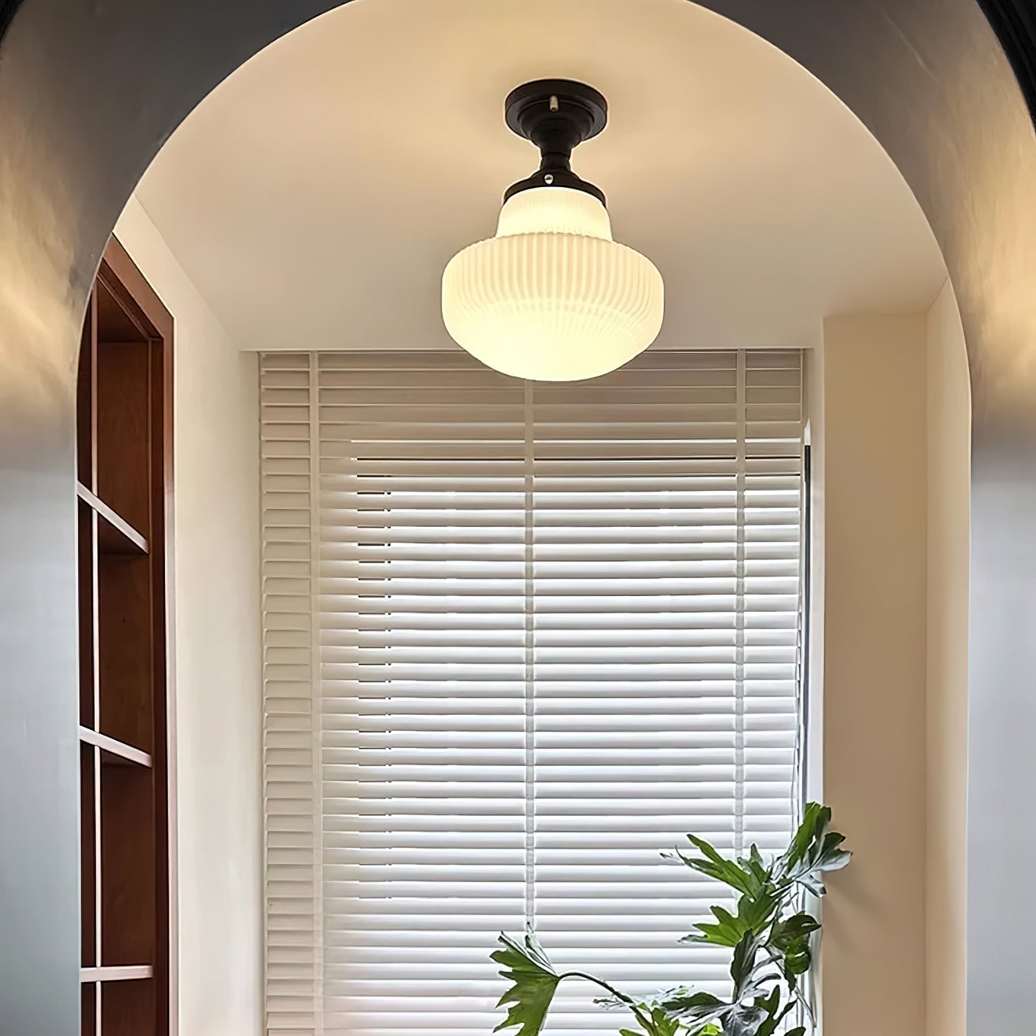 Eireian Schoolhouse Flush Mount Ceiling Lamp with Ribbed Glass