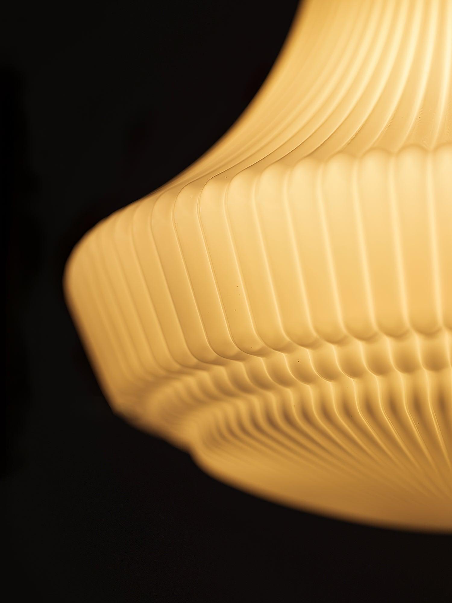 Duo Pendant Lamp Opal Glass Ribbed Bell Brass Vintage
