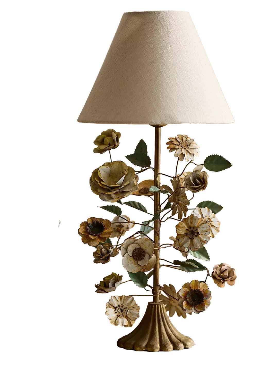 Sculpted Metal Floral Table Lamp