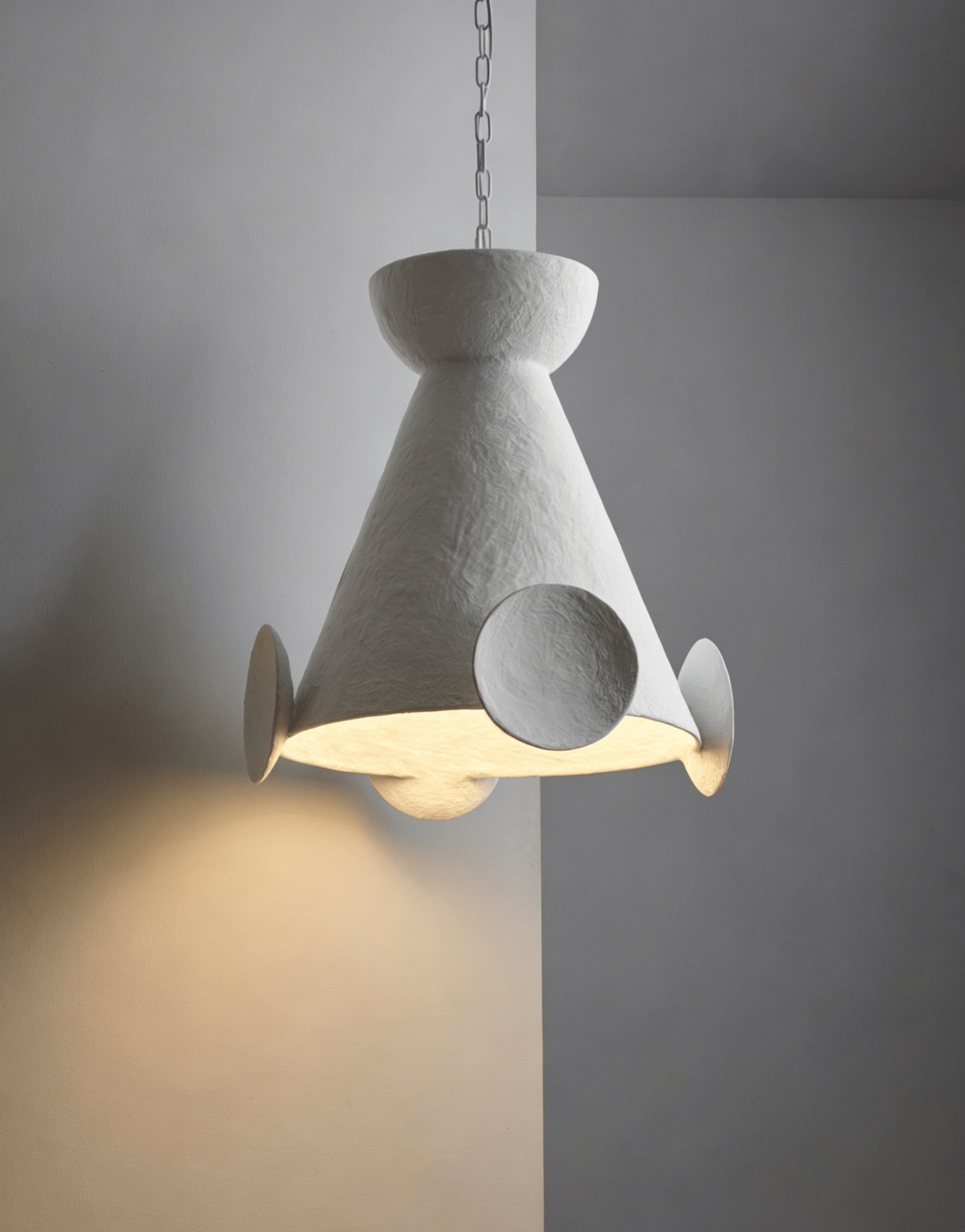 Sculptural Plaster Cone Pendant Lamp