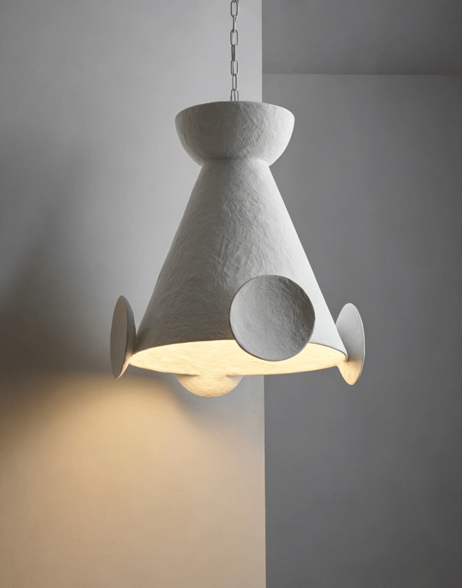 Sculptural Plaster Cone Pendant Lamp