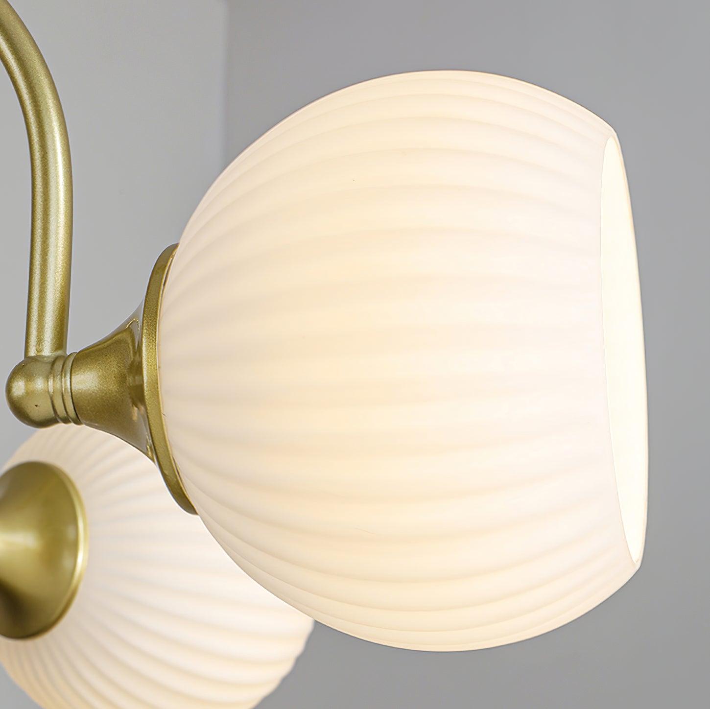 Dune Chandelier Sculptural Glass Ribbed with Iron