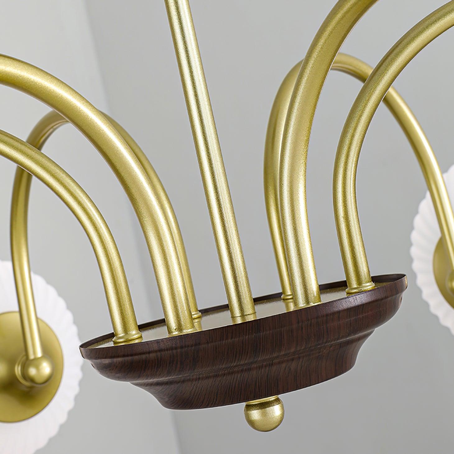 Dune Chandelier Sculptural Glass Ribbed with Iron
