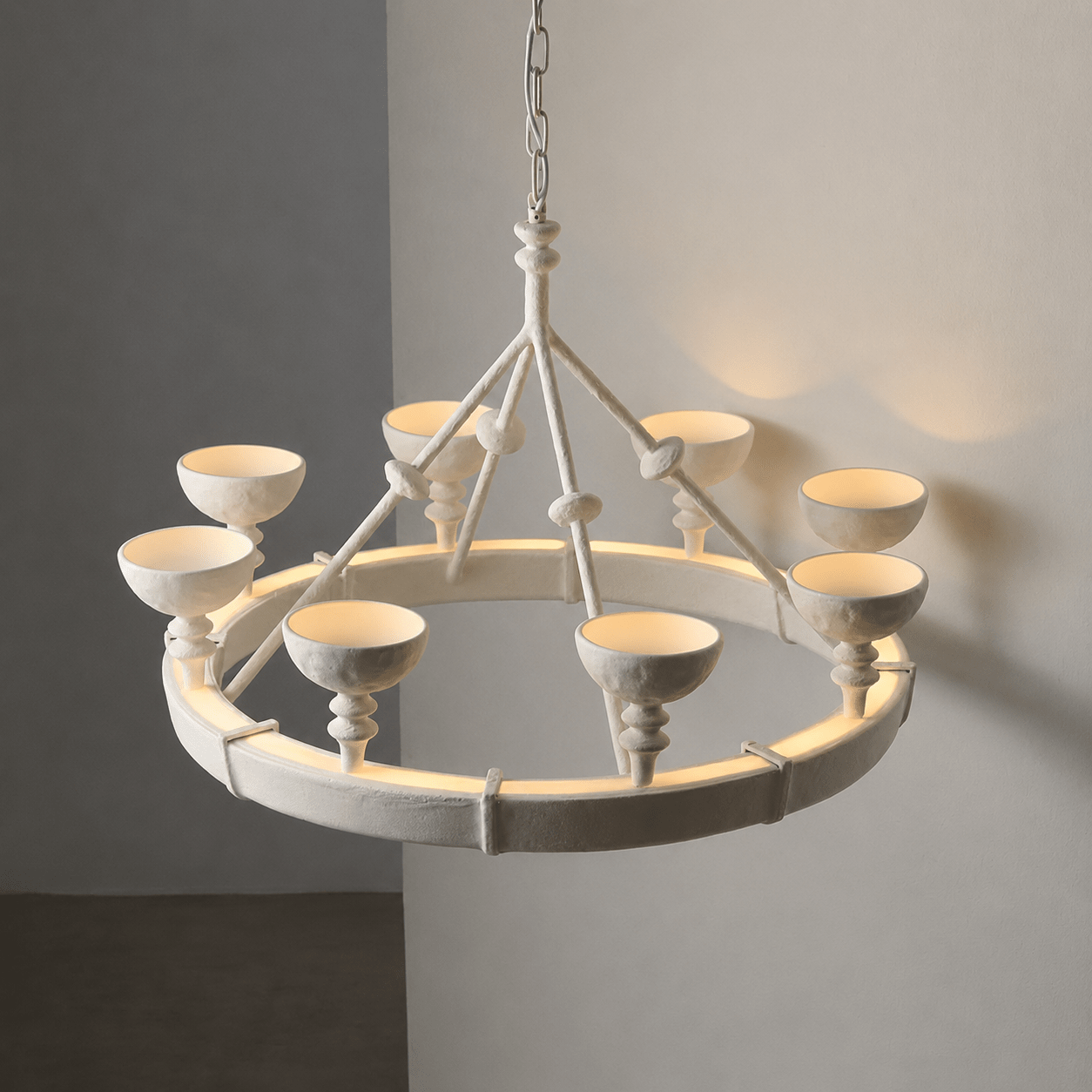 Sculptural Plaster Chalice Chandelier