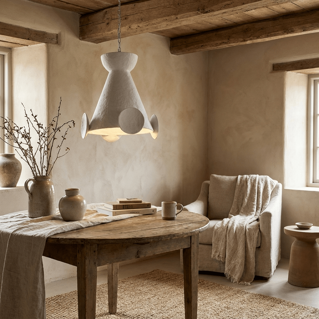 Sculptural Plaster Cone Pendant Lamp