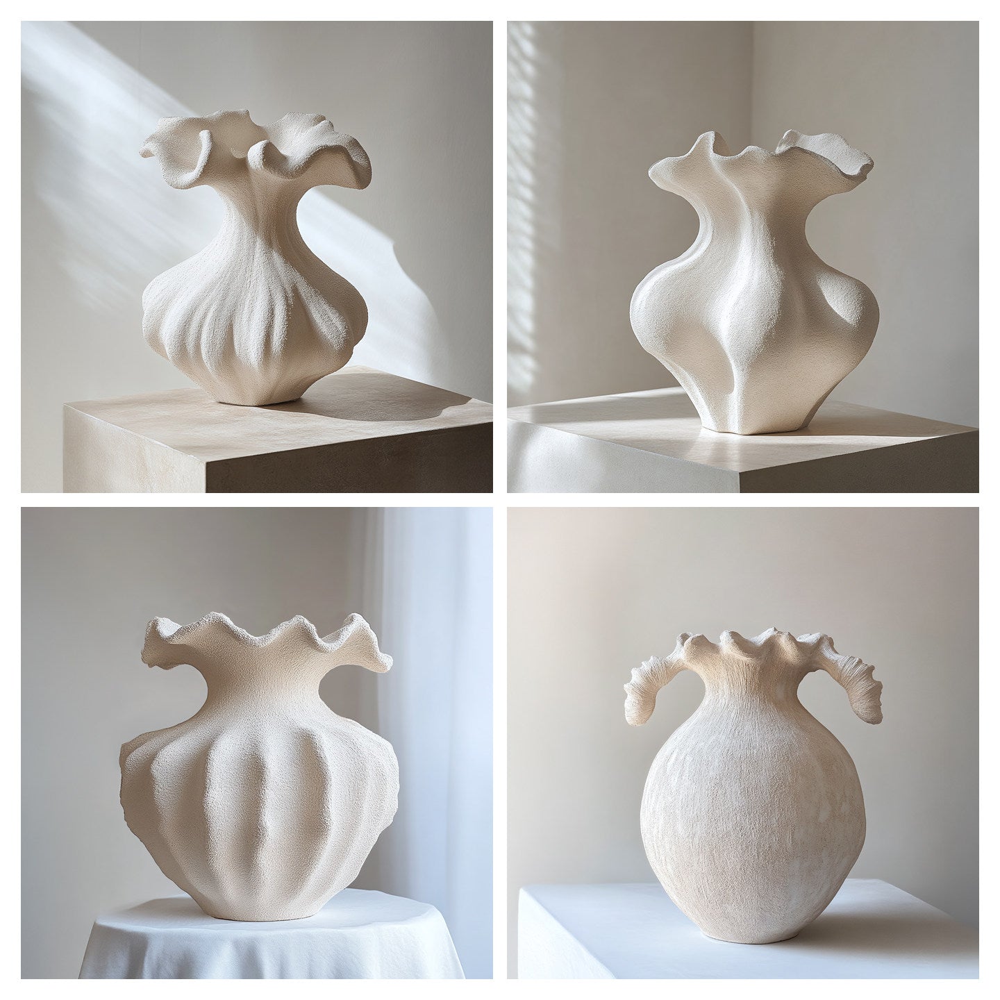 Sculptural Sand Texture Ivory Vase