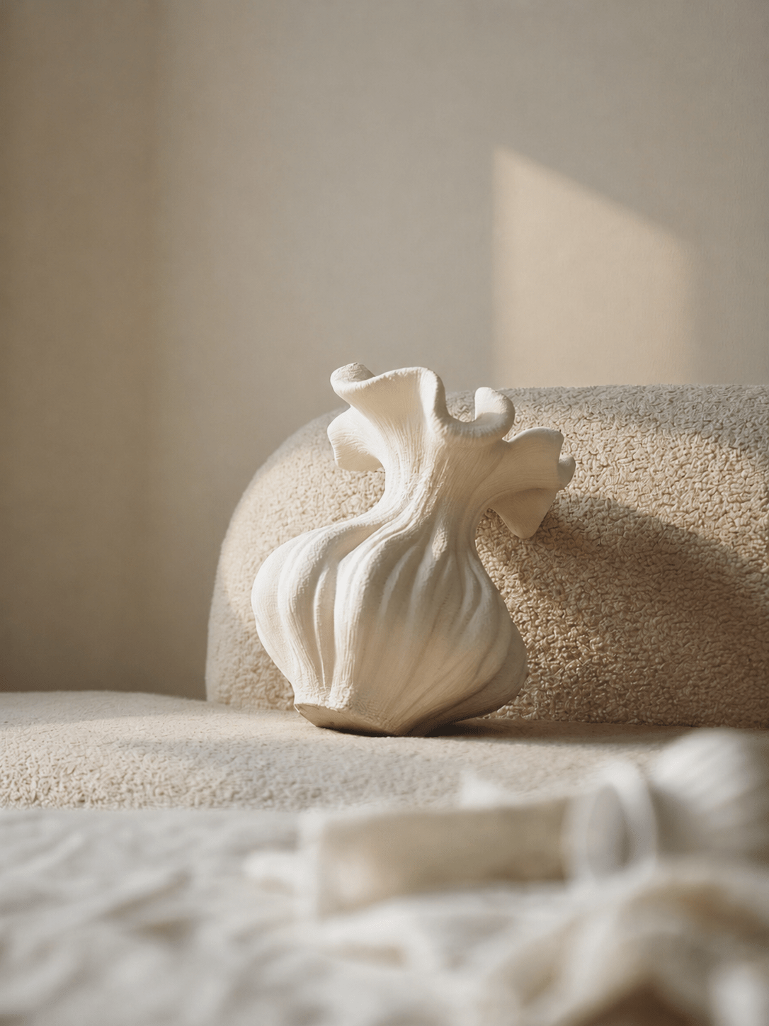 Sculptural Sand Texture Ivory Vase