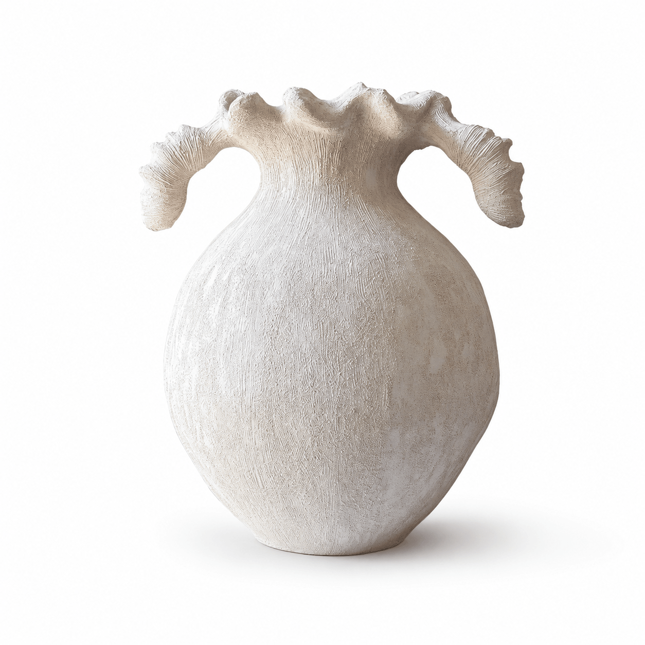 Sculptural Sand Texture Ivory Vase