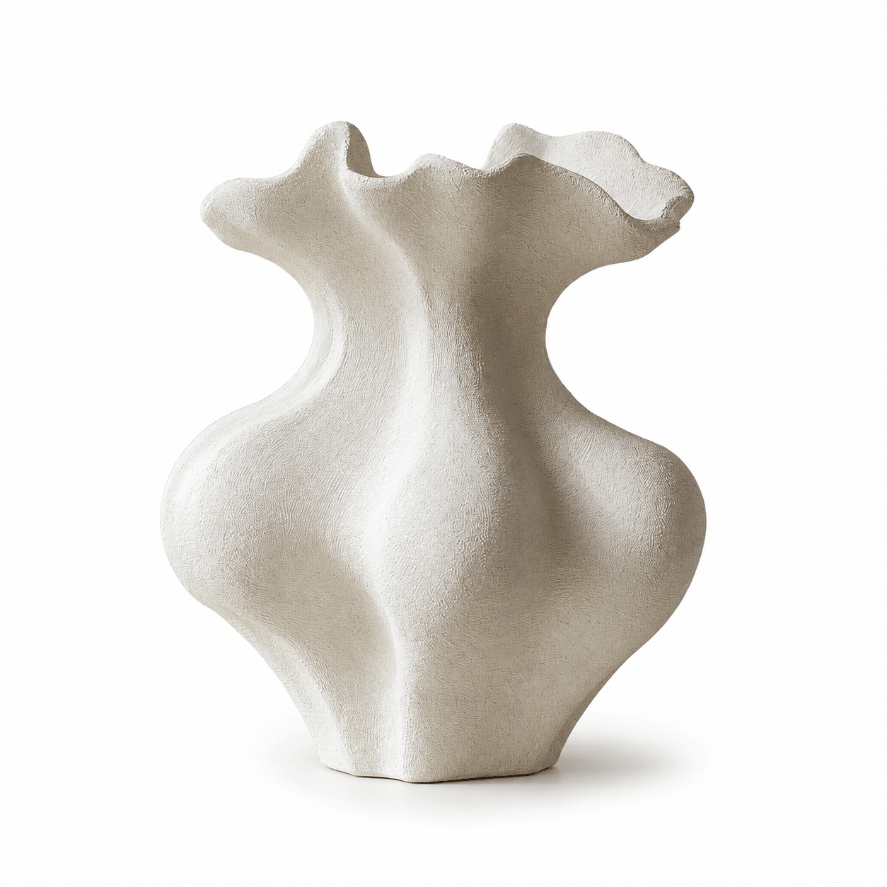 Sculptural Sand Texture Ivory Vase