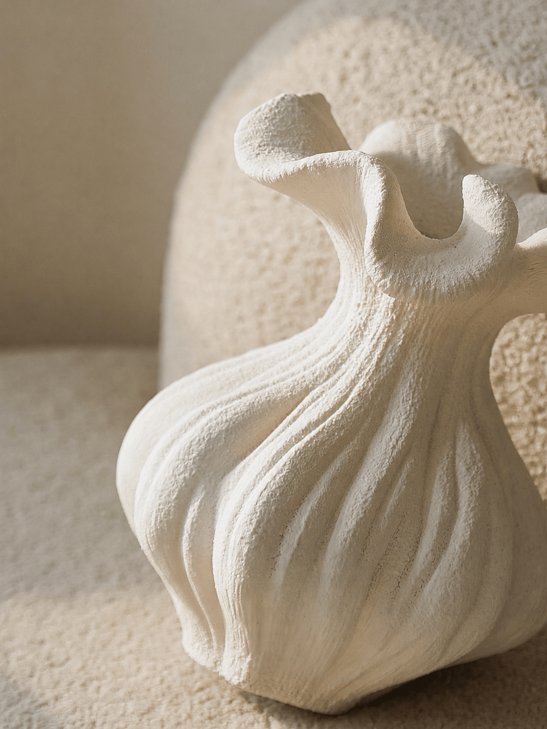 Sculptural Sand Texture Ivory Vase