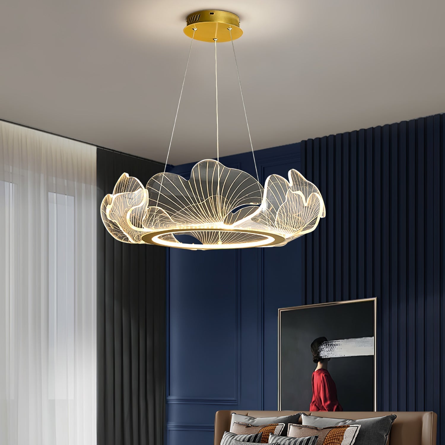 Lucisora Pendant Lamp Frosted Acrylic Floral Ring