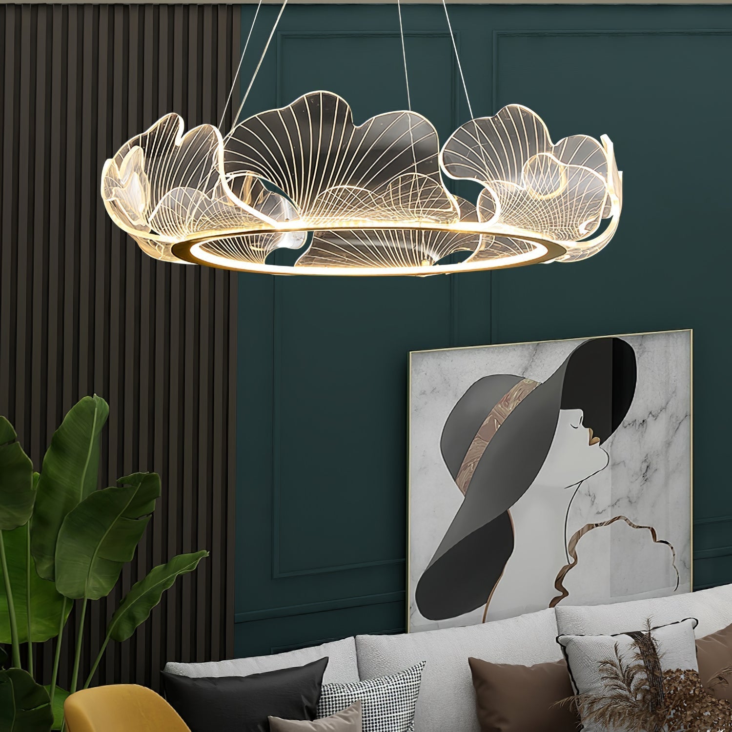 Lucisora Pendant Lamp Frosted Acrylic Floral Ring