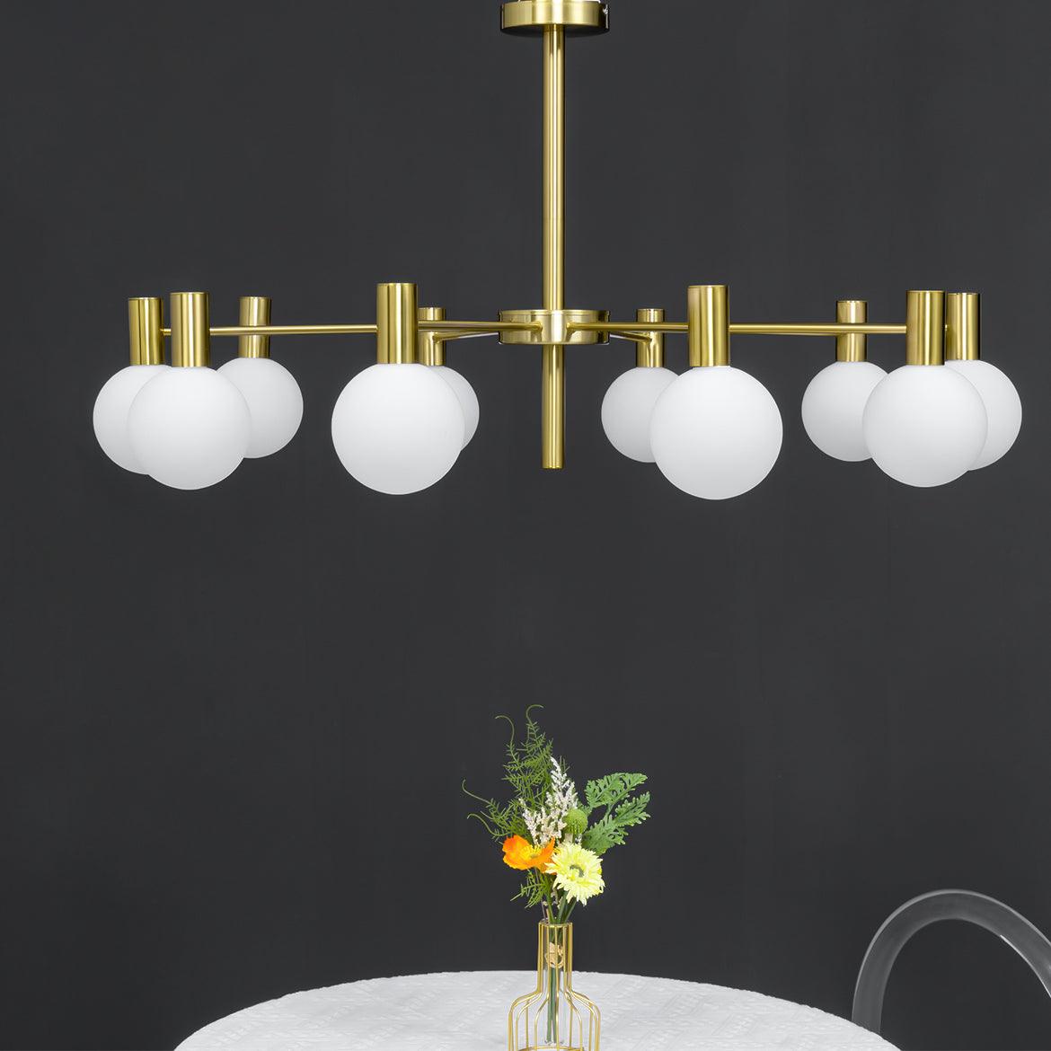 Veloiel Chandelier Globe Glass Gold Frame Modern