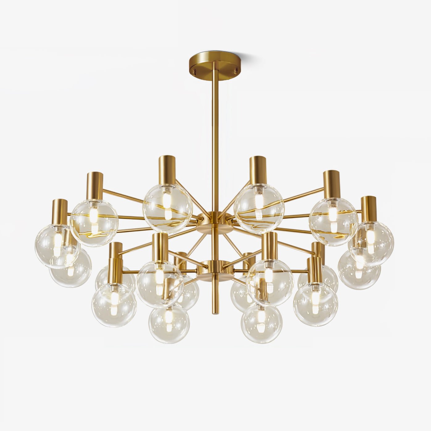 Veloiel Chandelier Globe Glass Gold Frame Modern