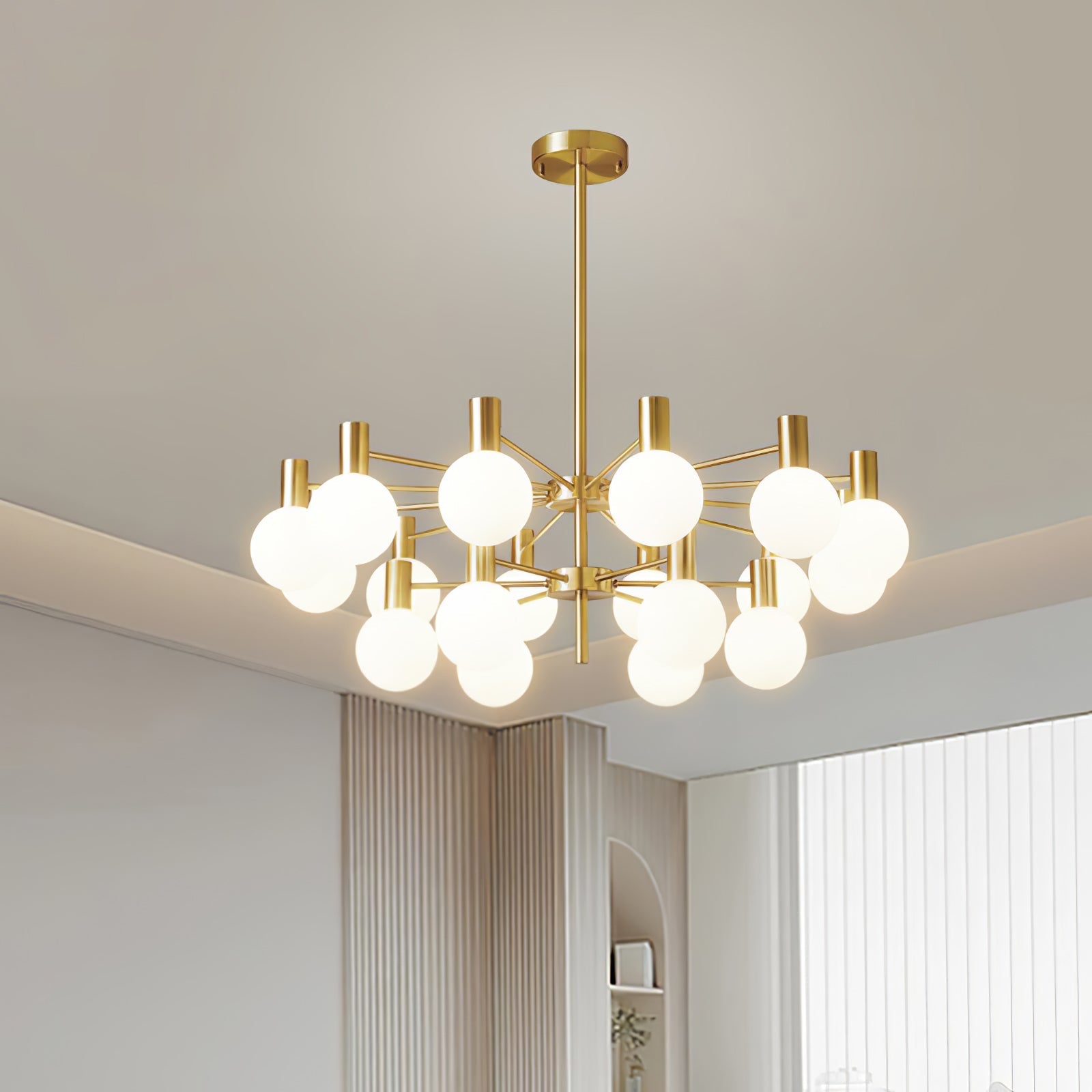 Veloiel Chandelier Globe Glass Gold Frame Modern