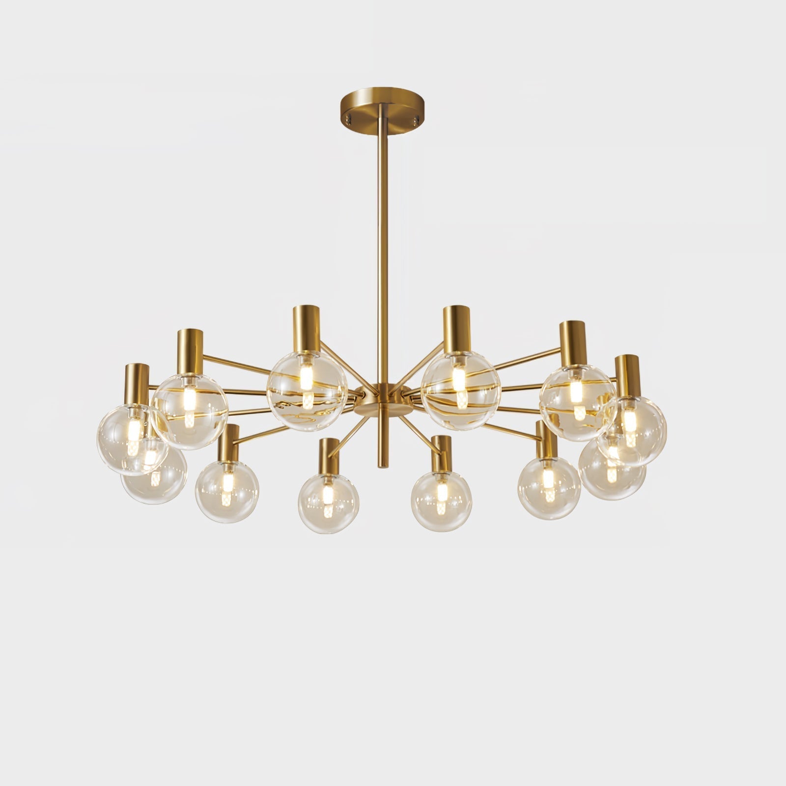 Veloiel Chandelier Globe Glass Gold Frame Modern