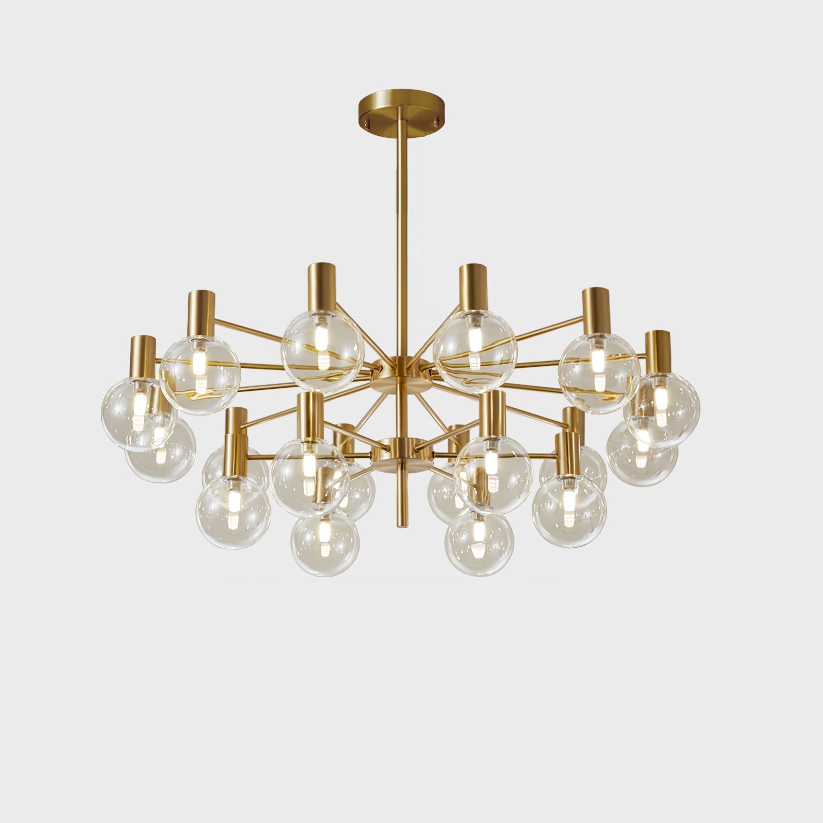 Veloiel Chandelier Globe Glass Gold Frame Modern
