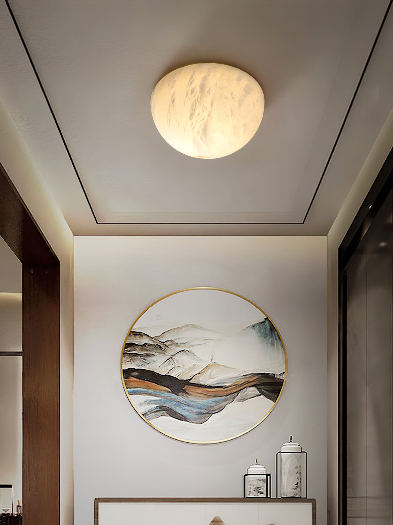 Elvar Semicircular Minimalist Alabaster Ceiling Light
