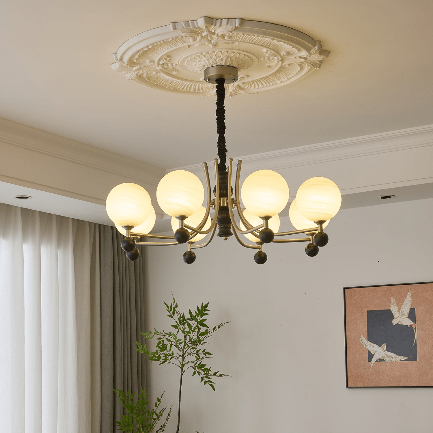 Serenus Traditional Sphere Wood Chandelier