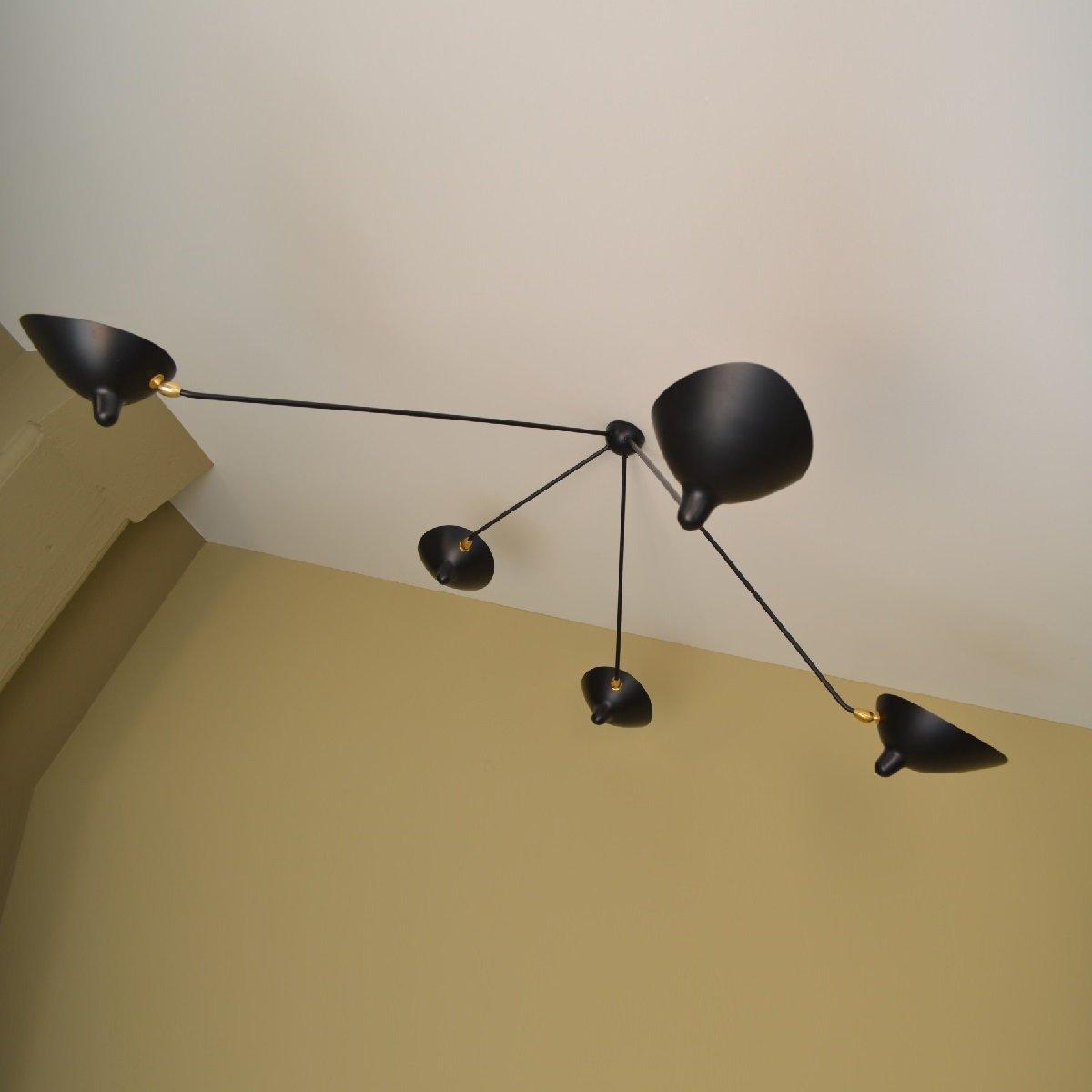 Elaoraine Ceiling Lamp Three Arm Black Sculptural