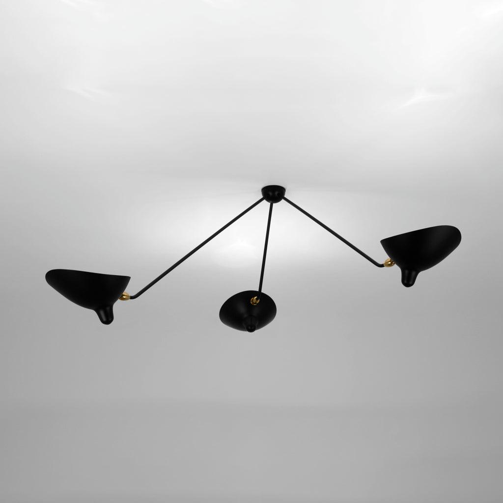 Elaoraine Ceiling Lamp Three Arm Black Sculptural
