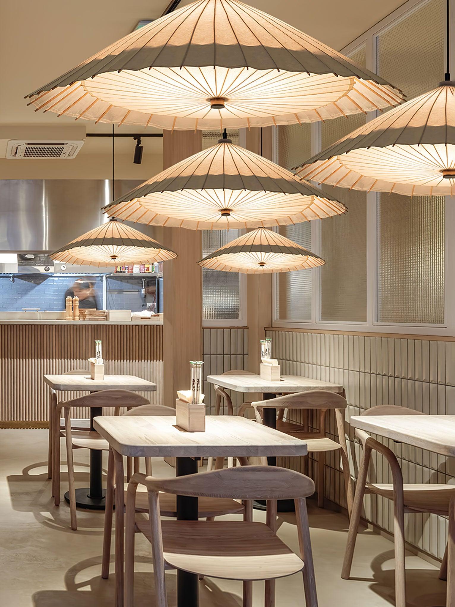 Nirixel Pendant Lamp Paper Umbrella Pleated Dining Room
